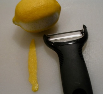 lemon skin or rind or peel or zest shaved